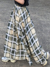 FRIFUL Women's Long Plaid Skirt, Spring/Summer,Ruffle